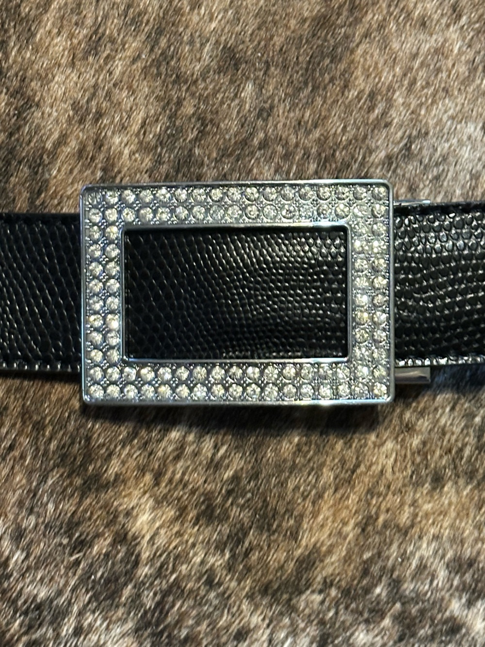 nexbelt Women Classic Series Black Belt with Crystal Buckle